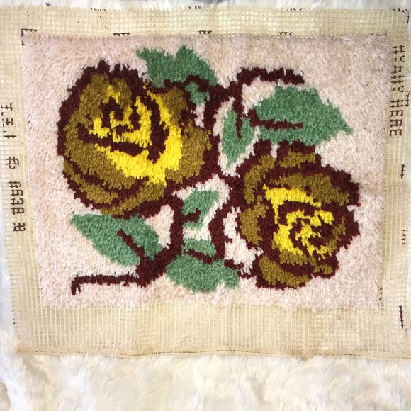 Hand Crafted | Accents | Vintage Hooked Rug Roses | Poshmark